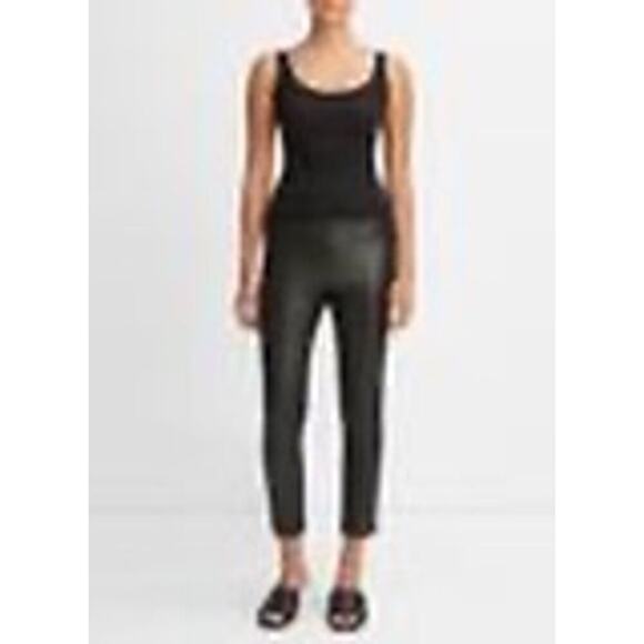Vince Lamb Leather Cropped Pants In Black Womens Small - Picture 1 of 7